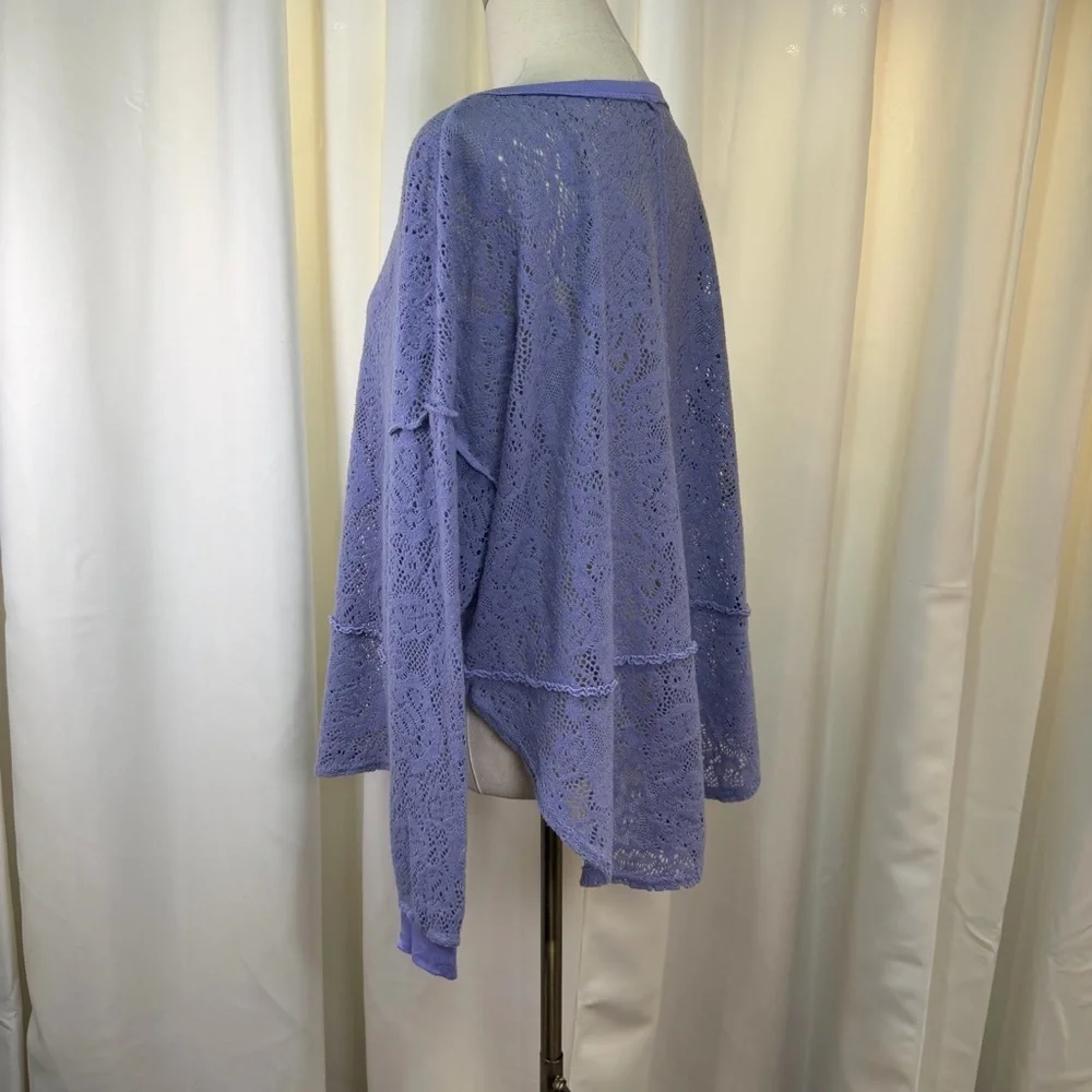 Free People ‘Not Cold In This Top’ Lace Long-Sleeve Top in Lavender Purple Small